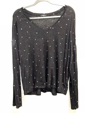 Rails Black V-Neck Long Sleeve Top with Pink, Purple & White Stars